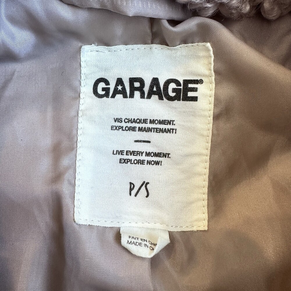 Garage Beige Shearling Full Zip Collared Short Jacket with Zipped Pockets P/S - Picture 3 of 9